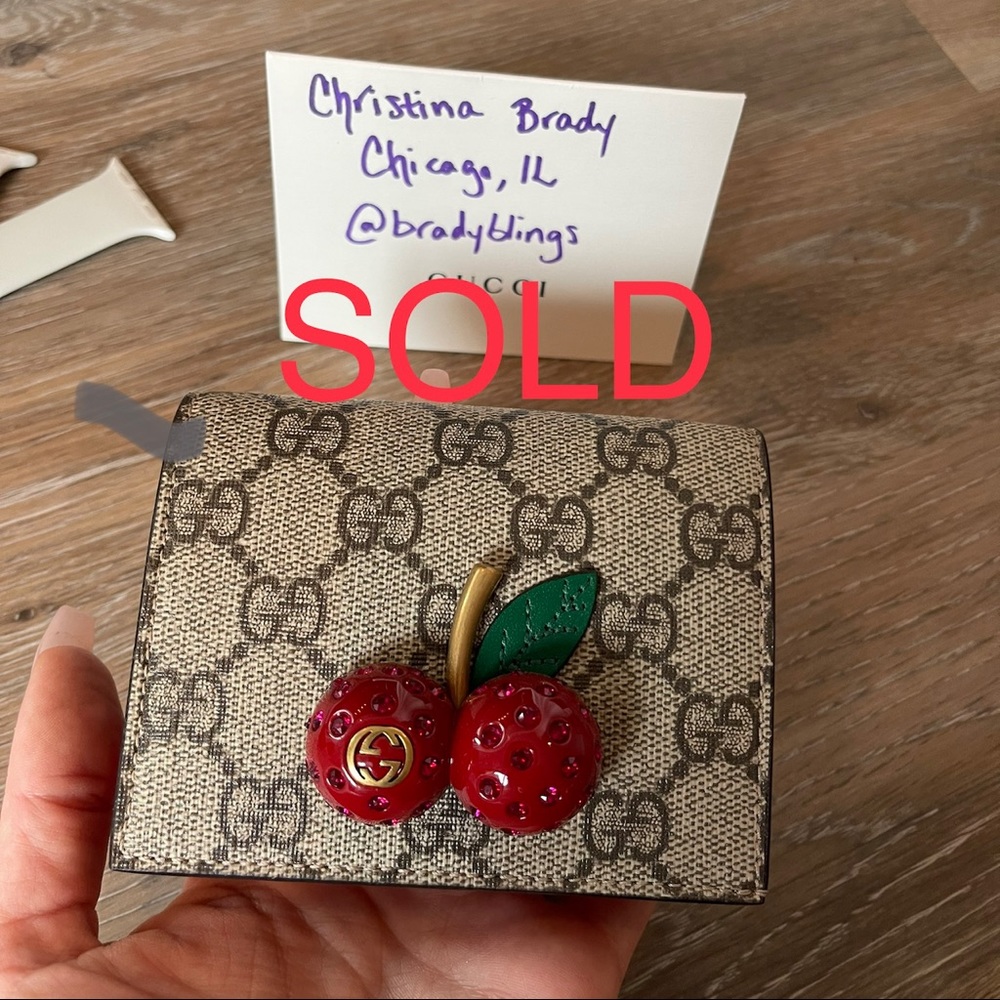 Gucci cherry monogram flap wallet